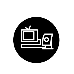 監視ビデオ説明カメラとモニター円無料アイコン