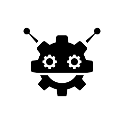歯車の頭を持つロボットのRobocogロゴ形状無料アイコン