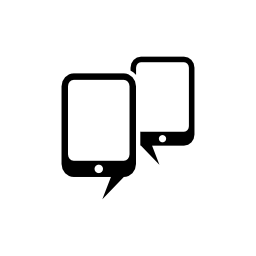 2つの携帯電話のMobileforumのシンボルのようにスピーチ泡無料アイコン