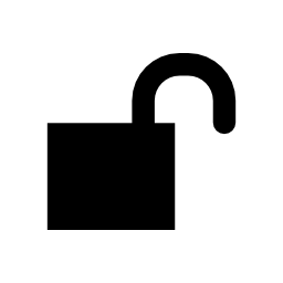 開いた南京錠黒いシルエット無料アイコンのインタフェースシンボルのロックを解除します。