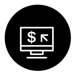 サークル無料アイコンでコンピューター現金シンボル