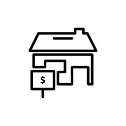 ドル記号の無料のアイコンを持つ信号の家