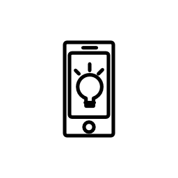 電球シンボル無料アイコン付き携帯電話