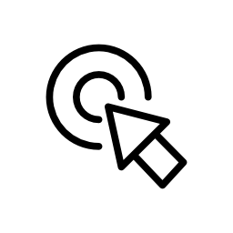 2つの同心の円形ボタンの中心を指す矢印円無料アイコン