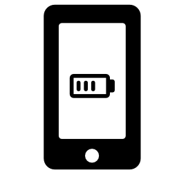 バッテリステータスシンボルスクリーンの無料アイコンをもつ携帯電話