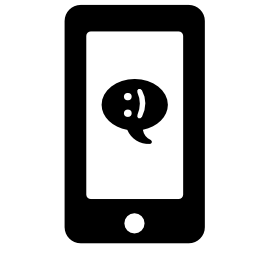 携帯電話画面無料アイコンの笑顔シンボルで演説泡チャットメッセージ