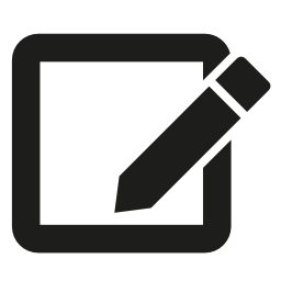 鉛筆の無料アイコンの付いた正方形の紙のインタフェースシンボルを編集します。