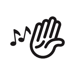 音符シンボル無料アイコンと手の輪郭