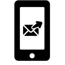 携帯電話スクリーンの無料アイコンの右側に矢印の付いた閉じている封筒シンボル