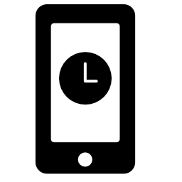 スクリーンの無料アイコン時計のシンボルと携帯電話