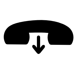 呼び出しインターフェイスのシンボル、耳介と無料のアイコンに下向き矢印がハングします。
