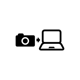 ラップトップインターフェイスツールシンボル無料アイコンに写真転移