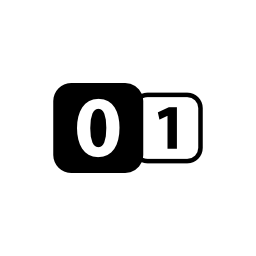 丸みを帯びた正方形の無料のアイコンの2つの数値を1つのバイナリインターフェイスシンボルにゼロします。