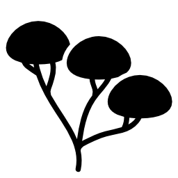 3本の枝と葉エリア無料アイコンの木