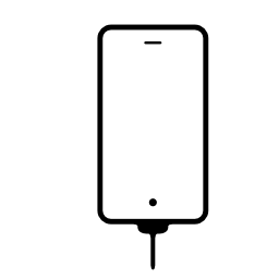 戻る電気またはコンピューターの無料アイコンをケーブルで接続された携帯電話