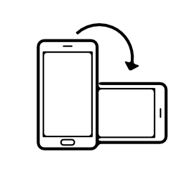 携帯電話の位置の回転を水平方向から垂直無料アイコン