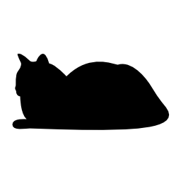 安静時の猫シルエット無料アイコン