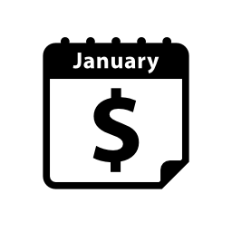 ドル記号と支払日1月のカレンダーのページ無料のアイコン
