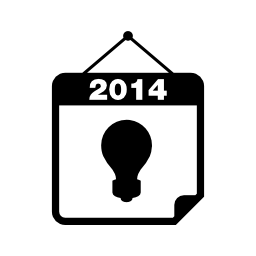 電球の無料アイコンと2014年カレンダーシンボル