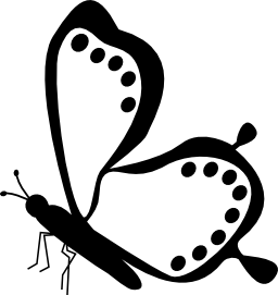 蝶の翼無料のアイコンの境界線でドットの側面図