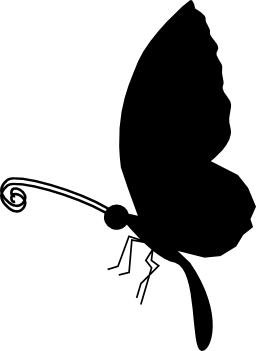 らせん状の長い尾と長いアンテナと蝶側ビューポイント無料アイコン