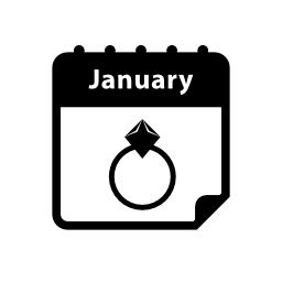 婚約指輪アラームカレンダーインタフェースシンボル無料アイコン上の1月1日