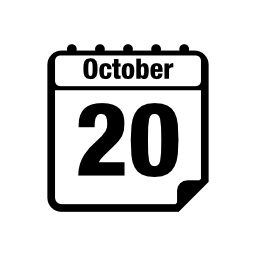 10月20日カレンダー毎日無料の正方形の輪郭のアイコンのページインタフェースシンボル
