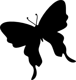 トップビューから蝶黒いシルエット図形で無料のアイコンを左に回転