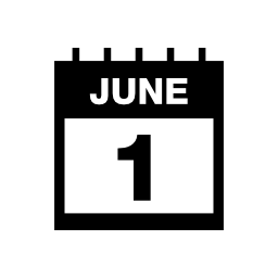6月1日毎日カレンダーページのインタフェースシンボル薄い春と直線コーナー角度無料アイコン